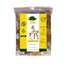 Packaged food product with a yellow label on a yellow background