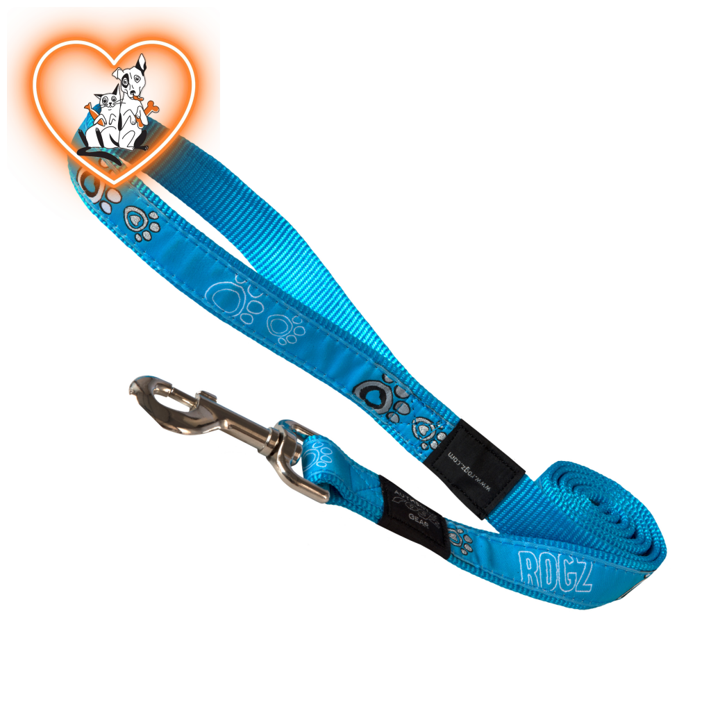 Rogz Lead - Turquoise Paw Medium Accessories